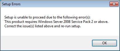 Setup is unable to proceed