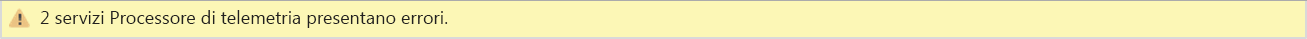 Schermata del messaggio di errore relativo ai servizi del processore di telemetria.