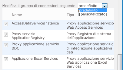 Scegliere il gruppo di servizi predefinito o crearne uno nuovo