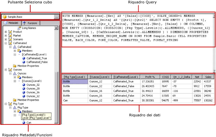 Progettazione query in modalità query per Hyperion