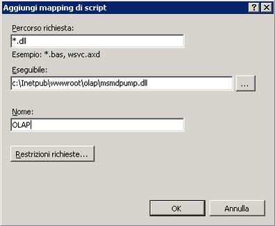 Schermata della finestra di dialogo Aggiungi mapping di script