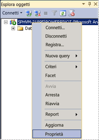Visualizzazione delle proprietà di un server SSAS