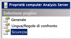 Impostazioni di sicurezza di un server SSAS