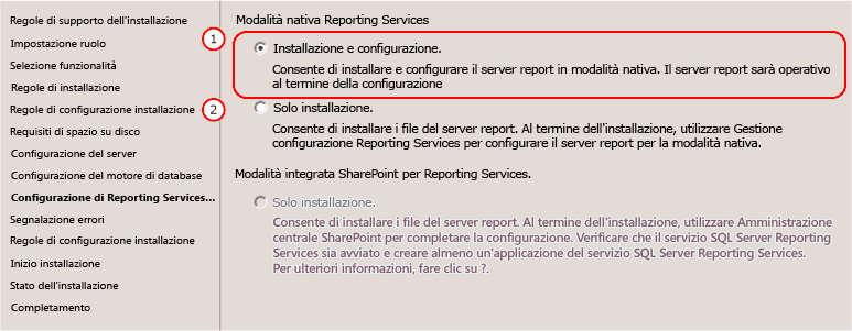 Configurazione modalità nativa SSRS