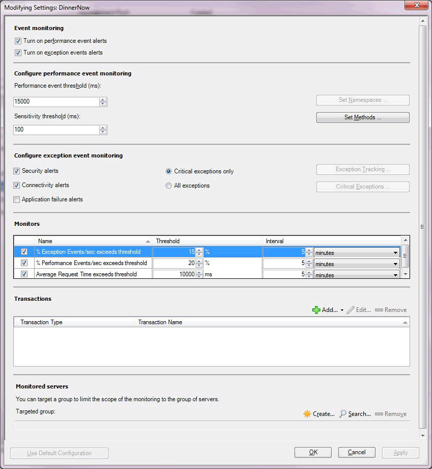 Modifica delle impostazioni lato server