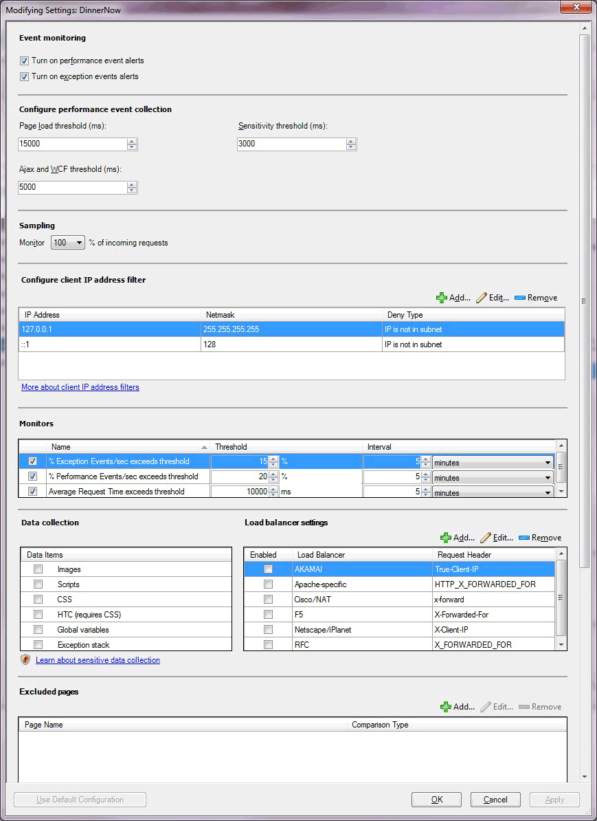 Modifica le impostazioni lato client