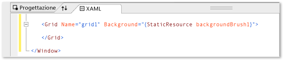 Evidenziazione della sintassi in visualizzazione XAML