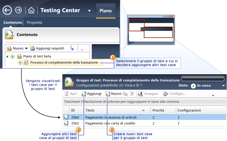 Aggiungere test case a un gruppo di test