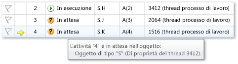 Finestra delle attività con un'attività in attesa e descrizione comando