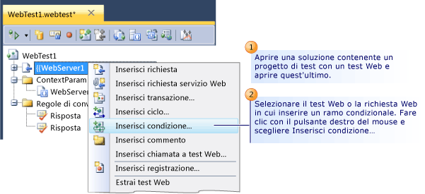 Aggiunta di condizioni di ramo ai test Web