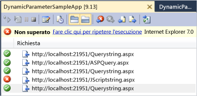 Errore di parametro dinamico non rilevato