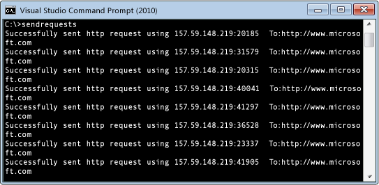 Output di SendRequests