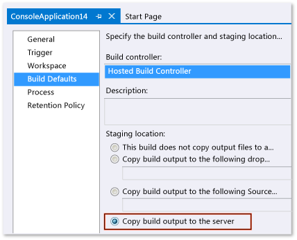 Rilasciare l'output in TFS