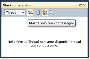 Finestra degli stack vuota e descrizione comandi