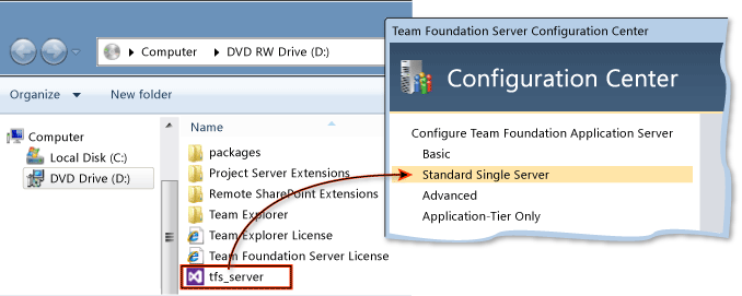 Selezionare la configurazione standard di TFS