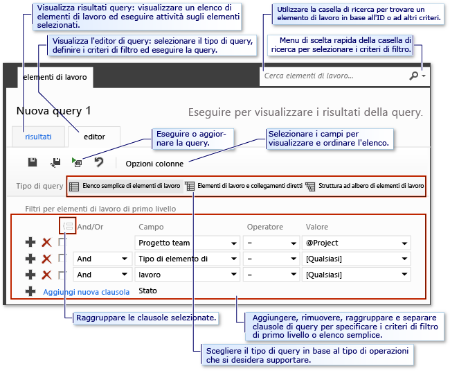 Strumenti di query (Team Web Access)