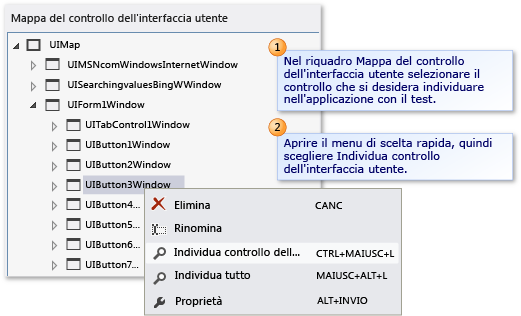 Individuazione di un controllo dell'interfaccia utente