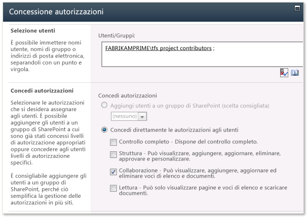 Aggiungere un gruppo ai Prodotti SharePoint