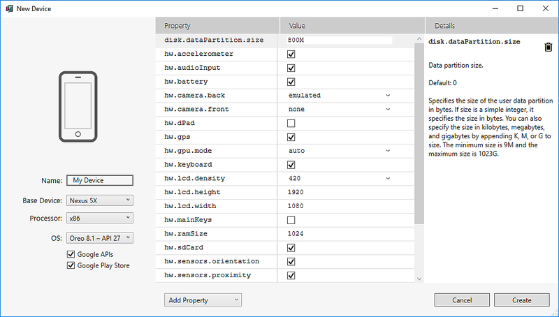 New Device screen of the Device Manager