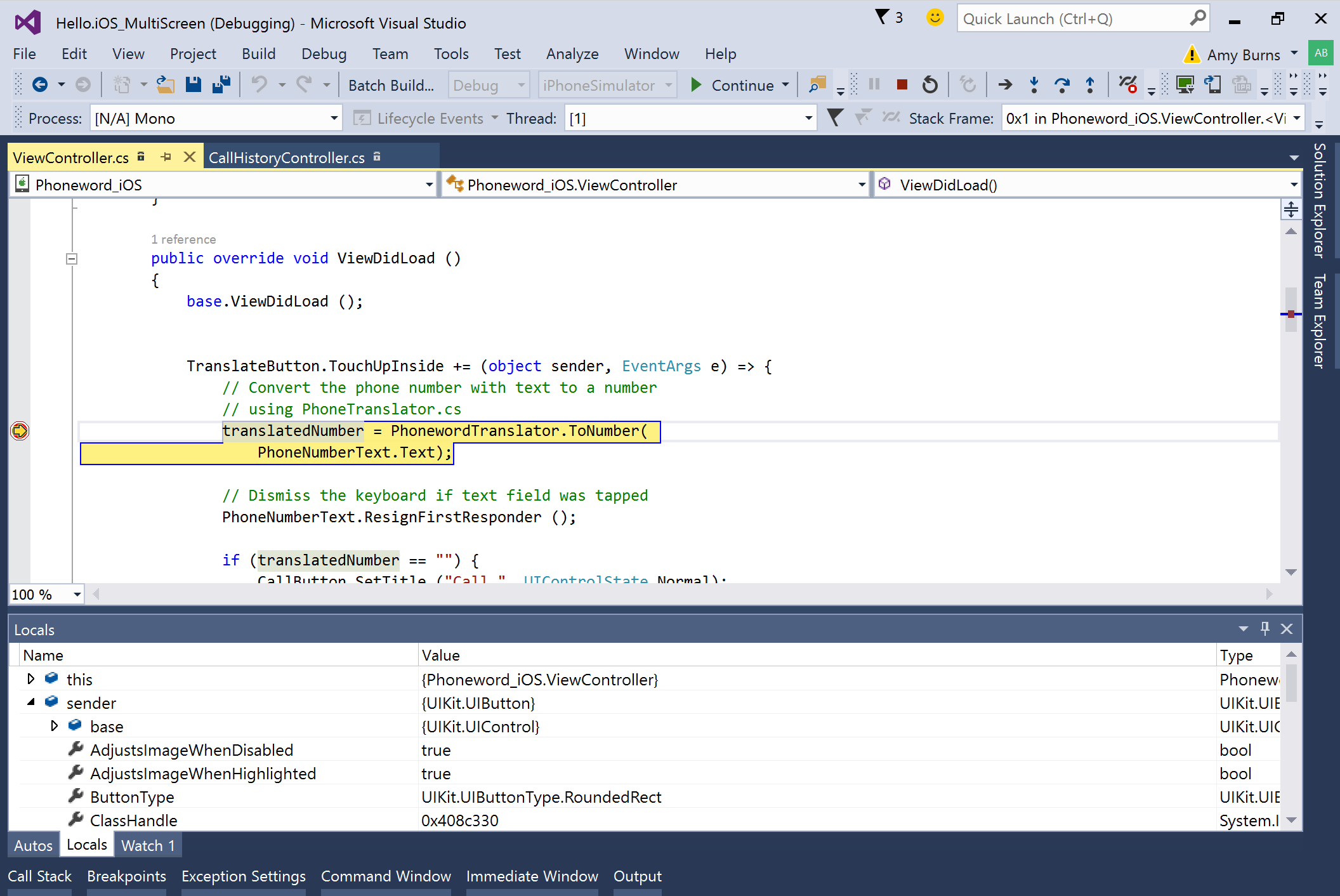 Examining Local Variables with debugging