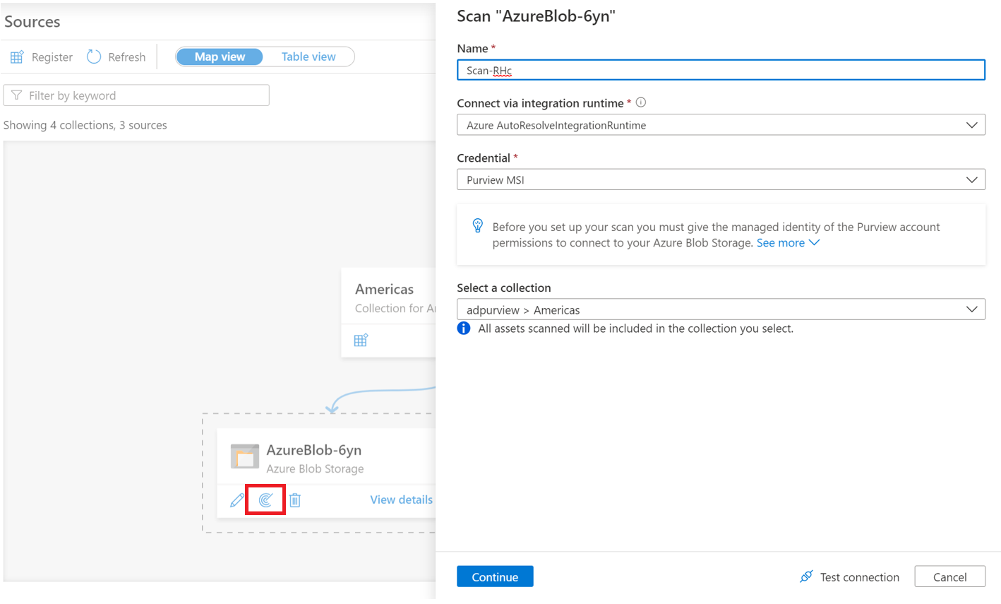 Screenshot del nuovo pulsante di analisi evidenziato da un'origine registrata e dalla nuova finestra di analisi.