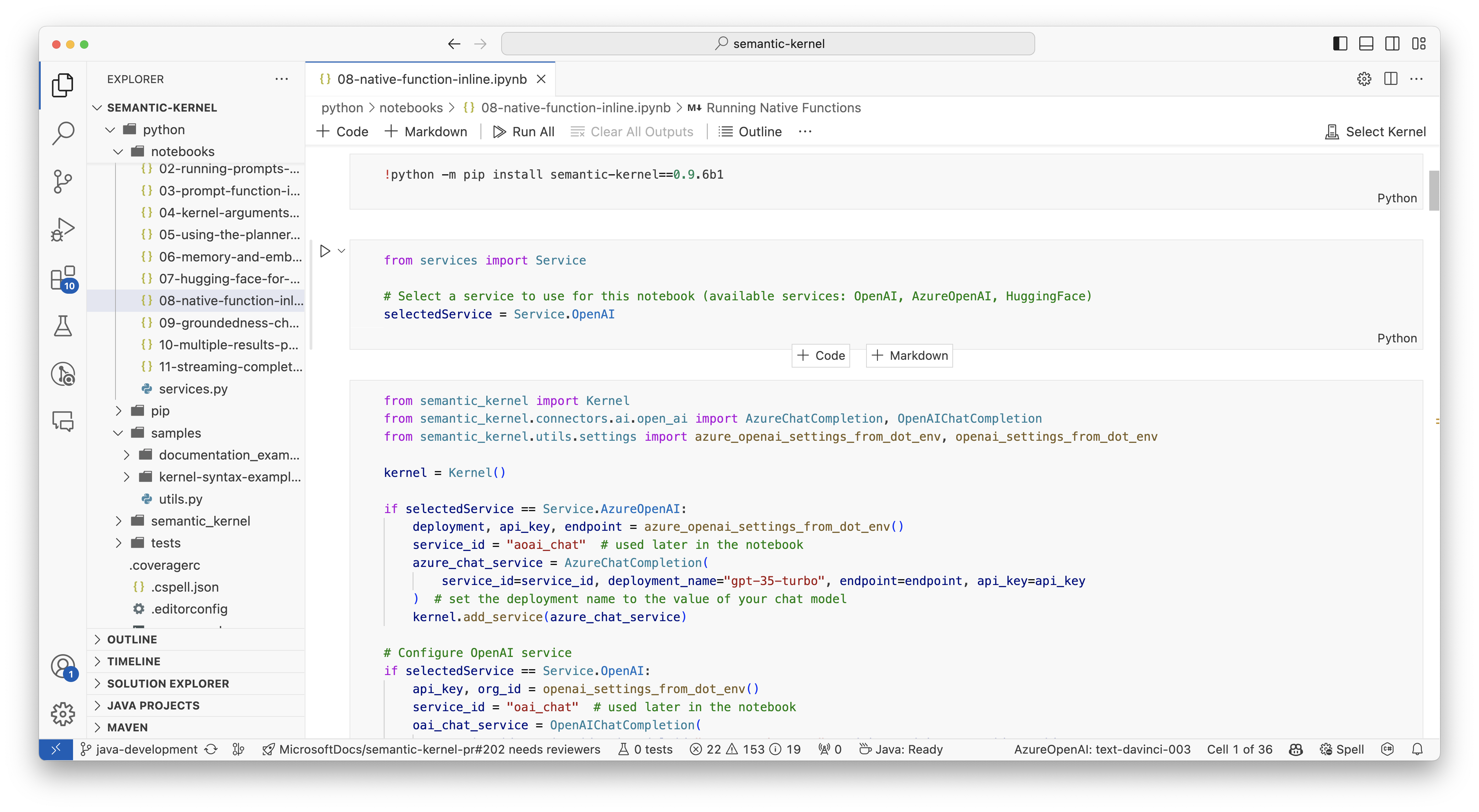 Notebook del kernel semantico