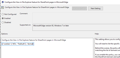 Abilitare Configurare la funzionalità Visualizza in Esplora file per le pagine di SharePoint in Microsoft Edge