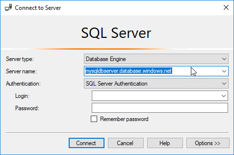 Connettersi al server con SSMS