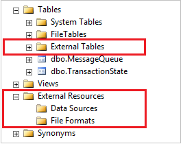 Oggetti PolyBase in SQL Server Management Studio