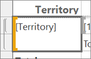 Screenshot che mostra la cella Territorio nel report matrice di Generatore di report.