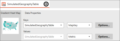 Screenshot delle opzioni di dati geography simulate.