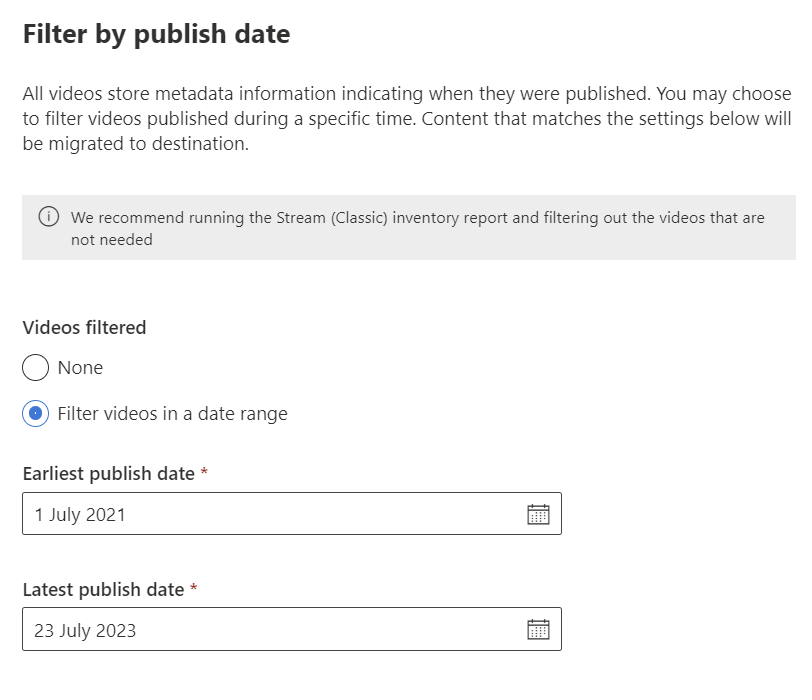 Filtro data di pubblicazione