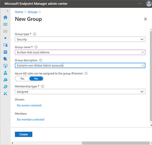 Creare un gruppo di sicurezza per gli amministratori dell'hub.