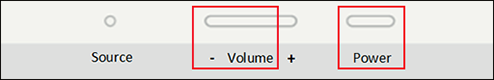 Immagine del volume e dei pulsanti di alimentazione.