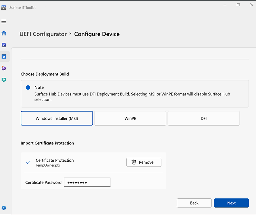 Screenshot della configurazione UEFI.