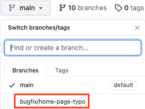 Screenshot of GitHub showing the recently pushed branch.