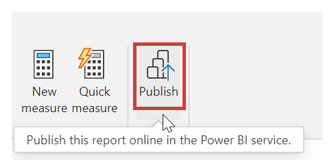 Screenshot del pulsante Pubblica per pubblicare il report online.