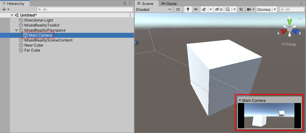 Screenshot of the Main Camera view in the Scene window.