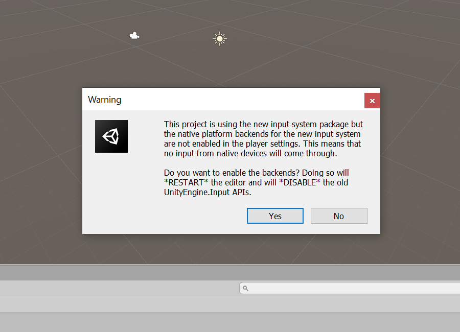 Screenshot of Unity Restart Option.