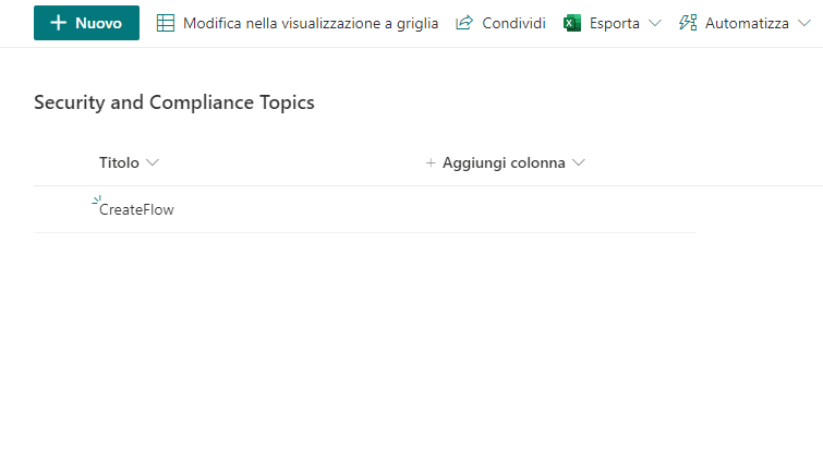 Screenshot della pagina degli argomenti di Sicurezza e conformità.