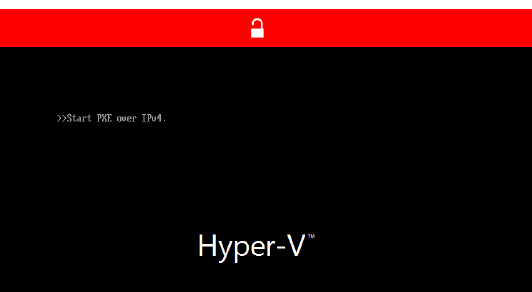 Screenshot della transizione dell'errore hyper-V al problema di avvio PXE.