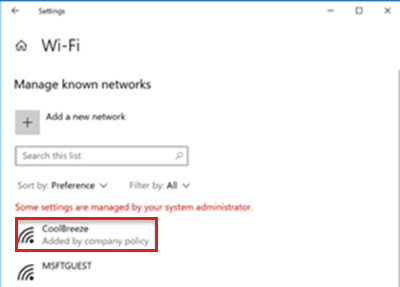 Screenshot delle impostazioni di Wi-Fi in Windows, in cui la connessione Wi-Fi è una rete nota.