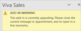 Screenshot che mostra l'avviso del componente aggiuntivo nell'app desktop di Outlook.