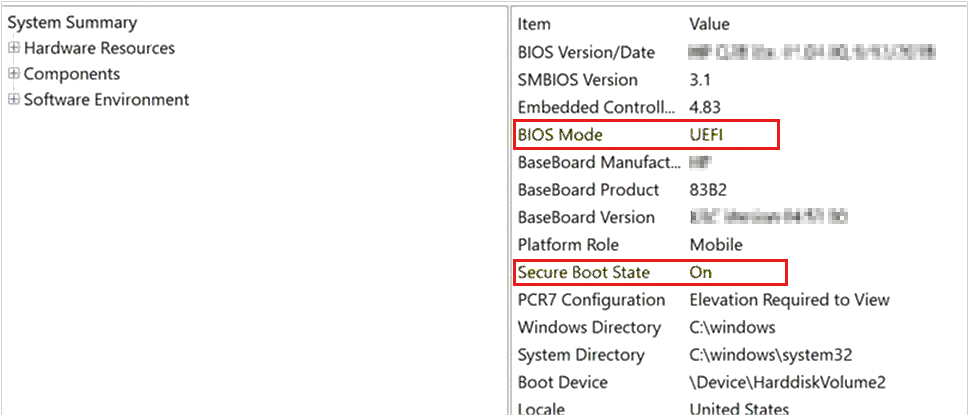 Screenshot dell'app System Information che mostra uno stato di avvio protetto non supportato.