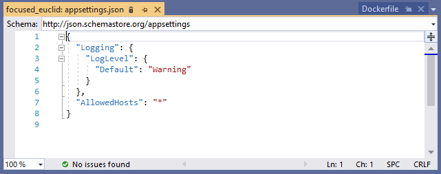 Screenshot del file aperto per la visualizzazione in Visual Studio.