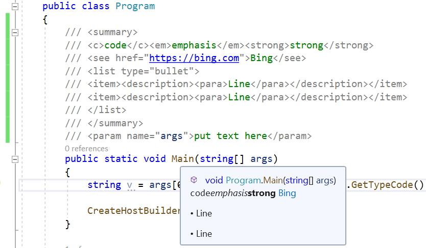 Supporto rapido dello stile di informazioni per i commenti XML