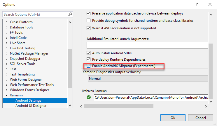 Migrazione guidata AndroidX