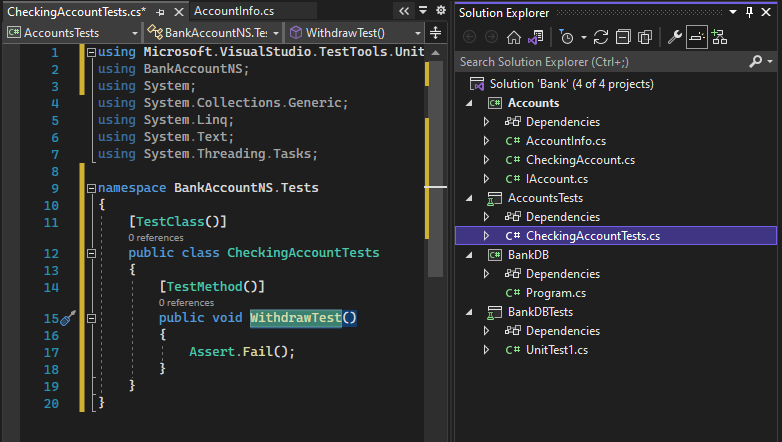 Vengono creati gli unit test