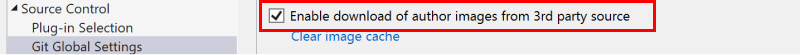 Screenshot che mostra la casella di controllo per abilitare il download delle immagini dell'autore dall'origine di terze parti nella finestra di dialogo Opzioni. 