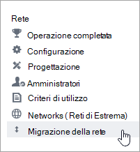 Voce di menu Migrazione di rete per Viva Engage Admins.